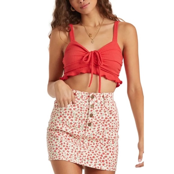 Billabong x Sincerely Jules Red Ruffle Mimi Bralette Crop Top - Picture 5 of 7
